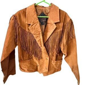 Vintage Leather Suede Jacket with Fringe Women's Size Medium